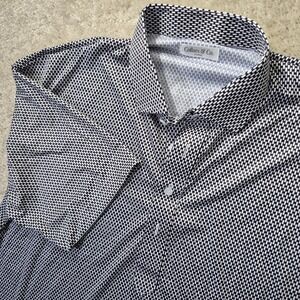 Collars and Co Dress Polo Shirt XL Black Geometric Golf Preppy Academia Office